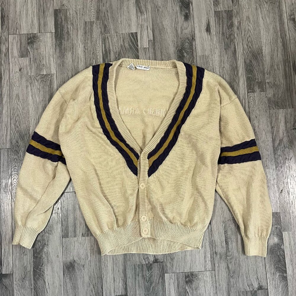 VINTAGE GIORGIO ARMANI LE COLLEZIONI CARDIGAN LOGO SPELLOUT